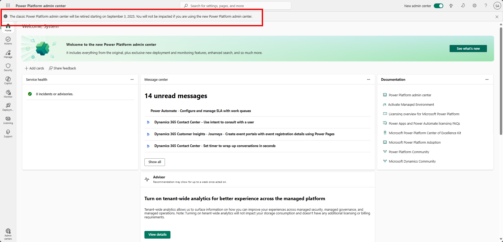 Microsoft Power Platform Admin Console